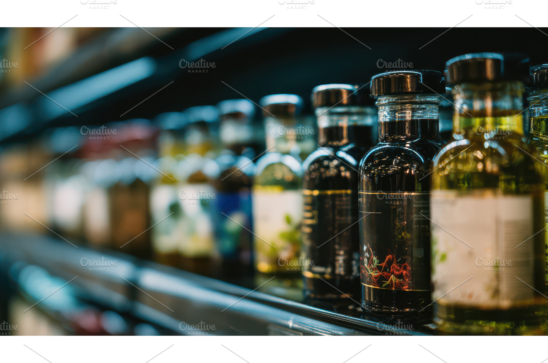 Colorful salad dressing bottles on, a Food & Drink Photo by Lermont51