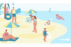 People rest on beach. Summer, an Object Illustration by Valerie Bodnar
