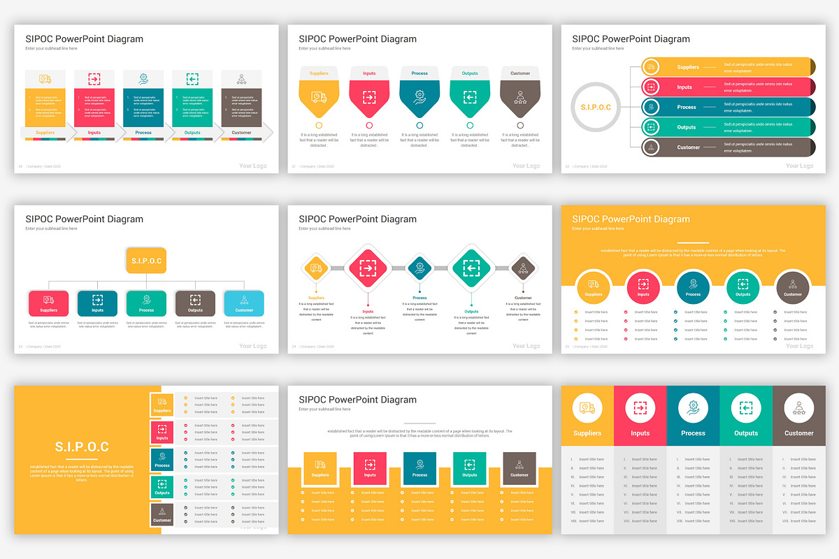 SIPOC Google Slides Diagrams Pack, a Presentation Template by SlideOne