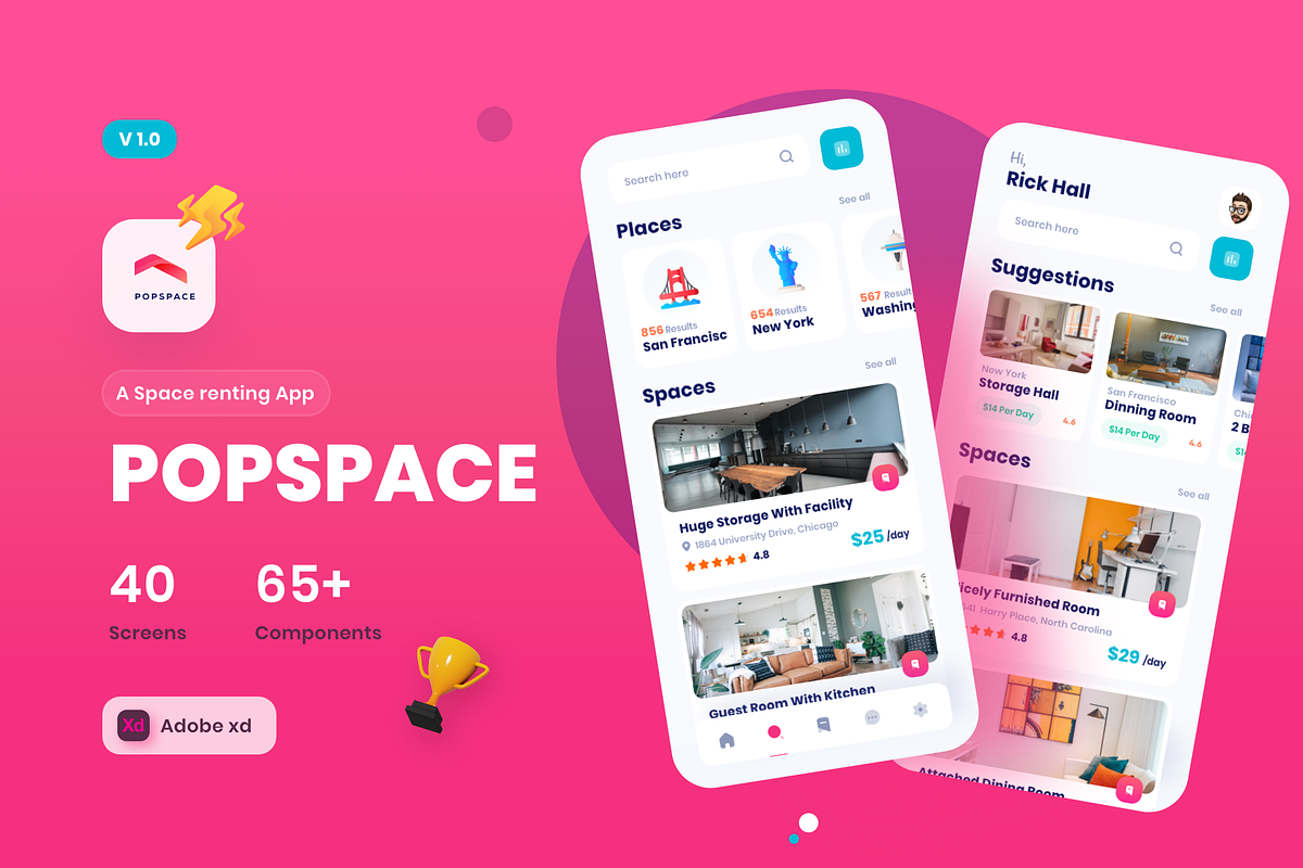 Popspace A space renting app, an App Template by Nik Design (Photo 1 of 10)
