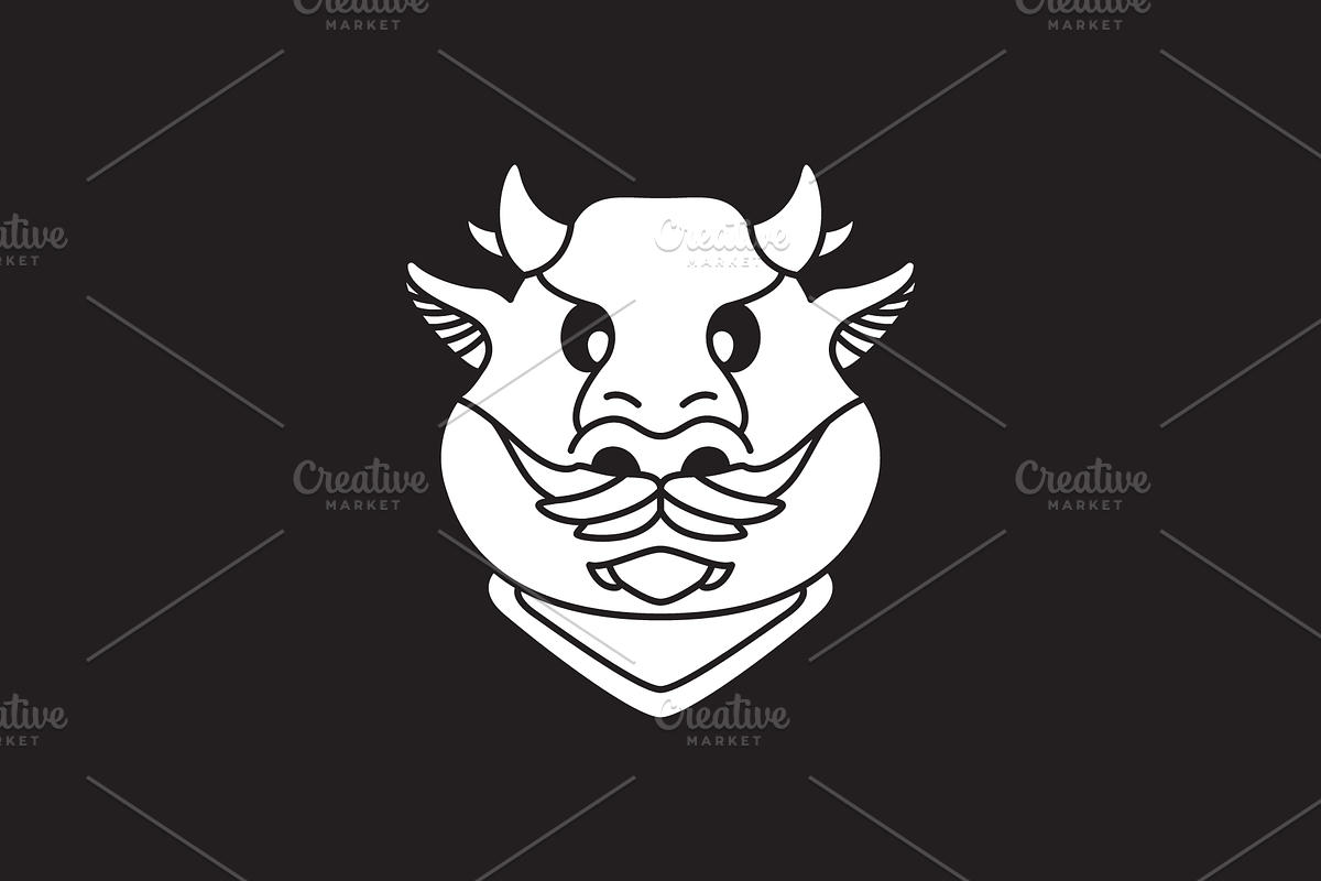 head dragon cartoon old logo design, a Branding & Logo Template by devastd