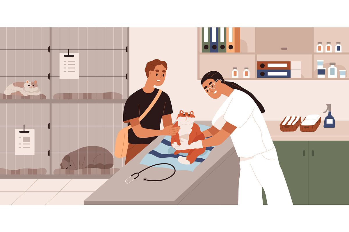 Pet treatment in vet clinic set, an Animal Illustration by Good Studio (Photo 3 of 6)