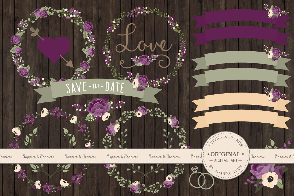 Plum Floral Wedding Vectors, an Illustration by Amanda Ilkov (Photo 2 of 4)