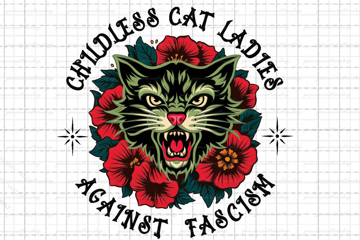 Retro Funny Childless Cat Ladies, an Object Graphic by Little Mango
