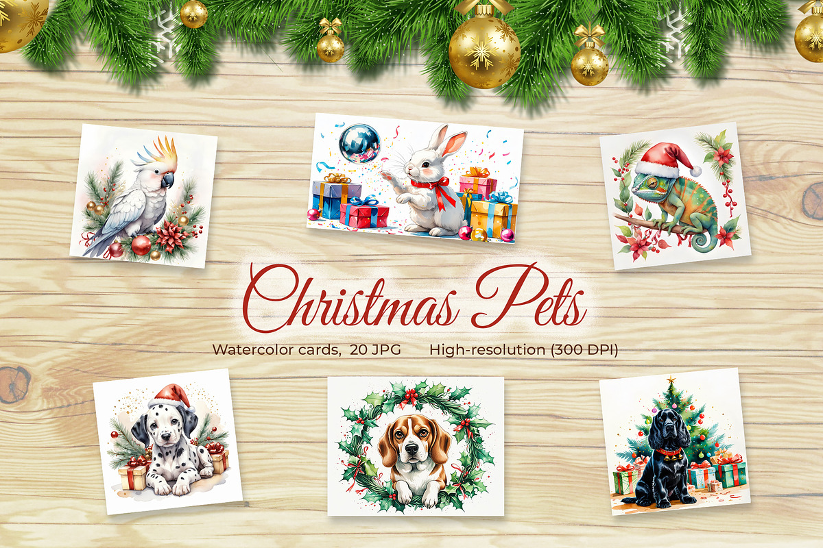 Watercolor set Christmas Pets, a Seasonal Illustration by L- design studio (Photo 5 of 7)