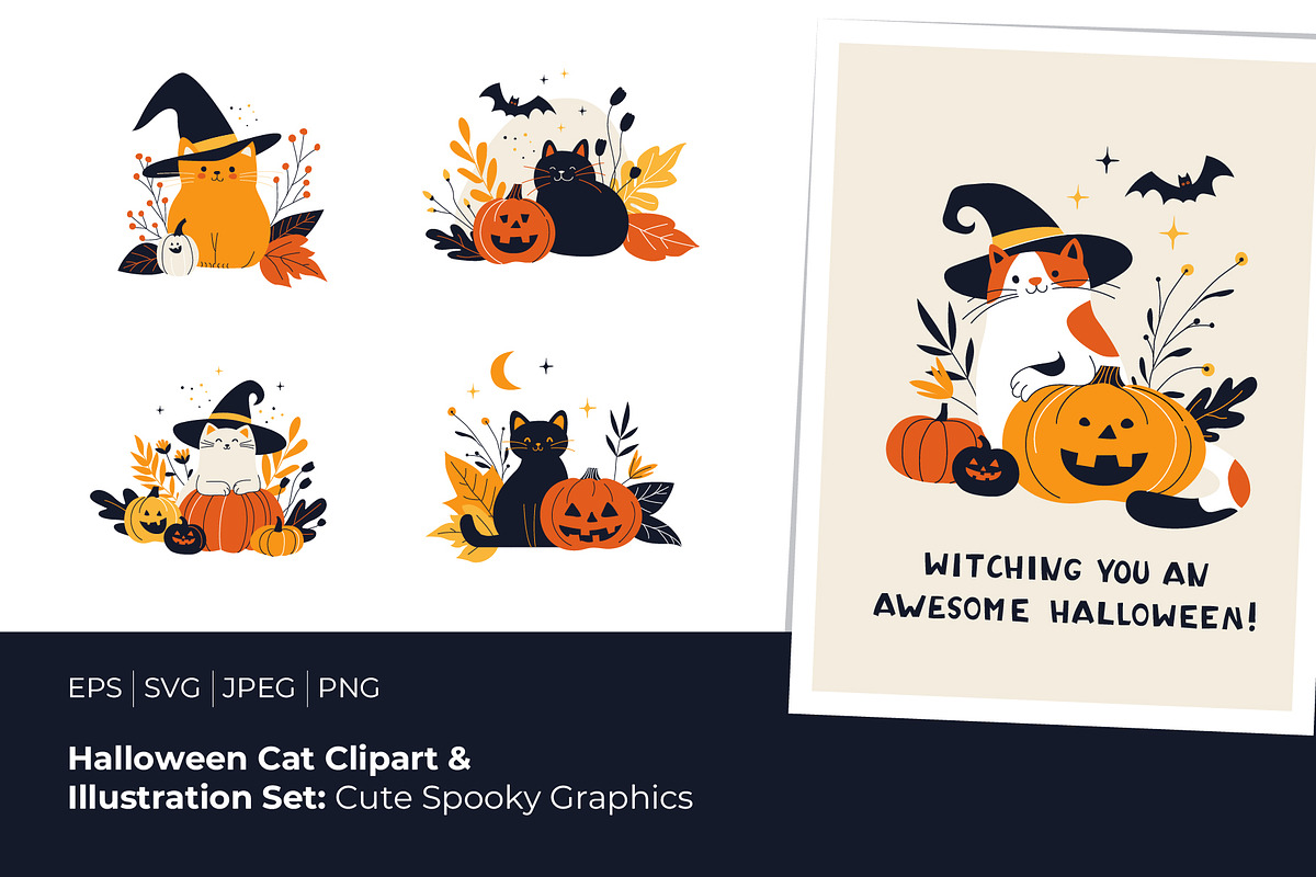 Halloween Cat Clipart & Illustration, an Animal Illustration by VasilkovS (Photo 1 of 2)
