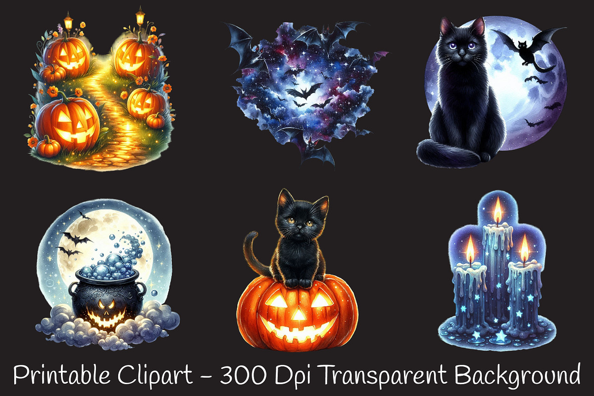 Halloween Spooky Night Collection Cl, an Illustration by RobertsArt (Photo 3 of 7)