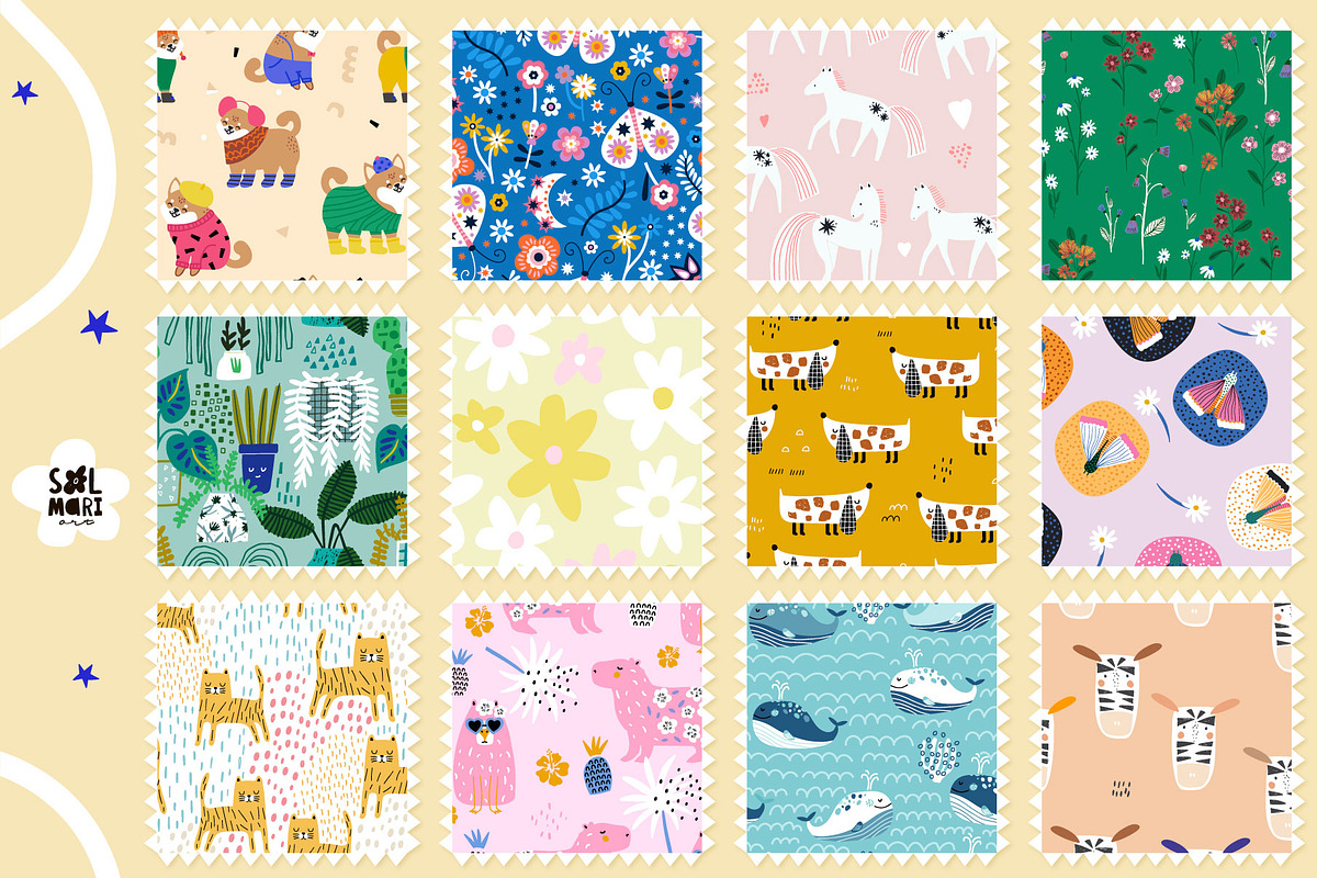 CHILDISH PATTERNS PACK vol.8, a Pattern Graphic by solmariart