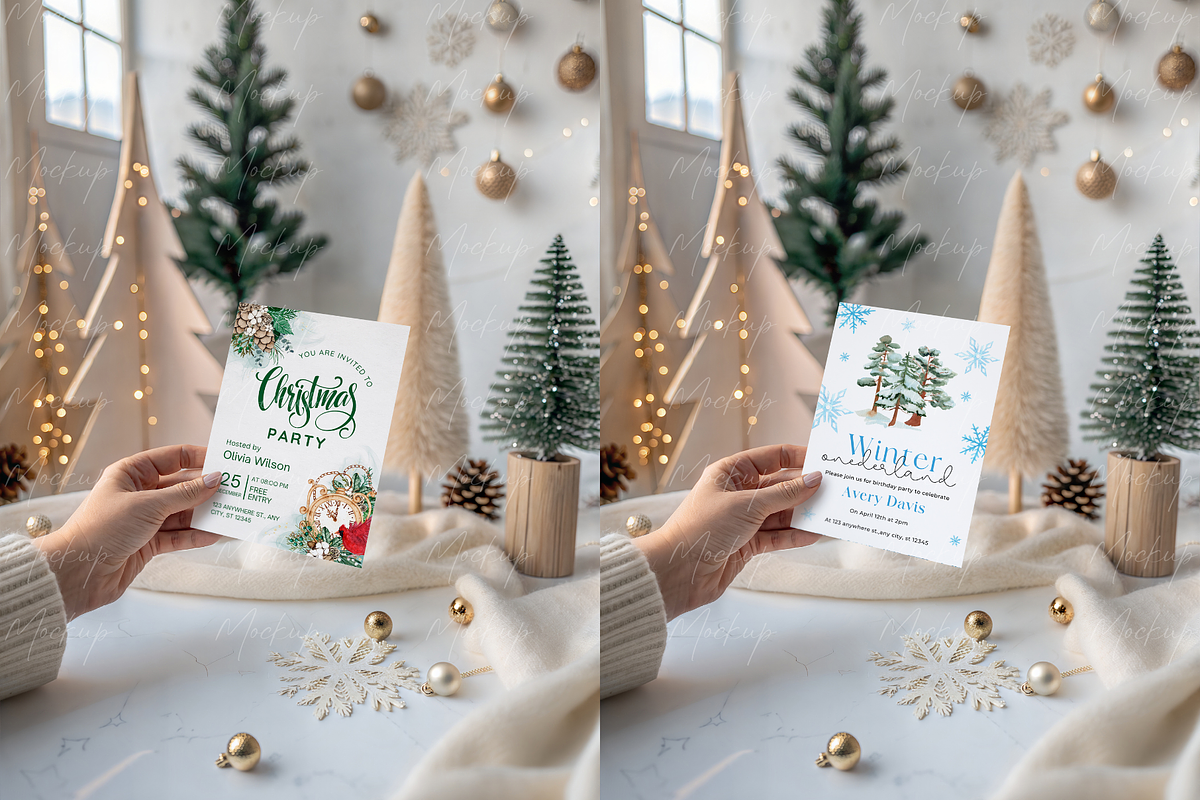 Winter Card Mockup in Hand, a Product Mockup by TatiMockup (Photo 3 of 3)
