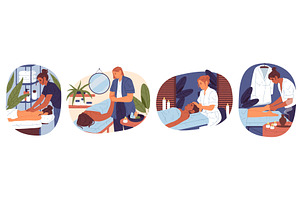 Set of woman massage. Vector spa, an Object Illustration by Elegant Solution