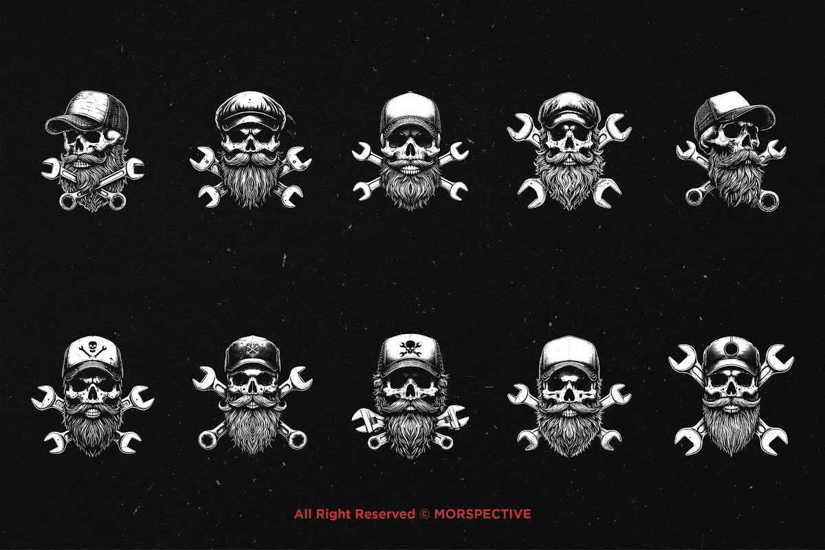 10 Bundle Dark Art Mechanic Skull, an Illustration by Morspective (Photo 6 of 7)