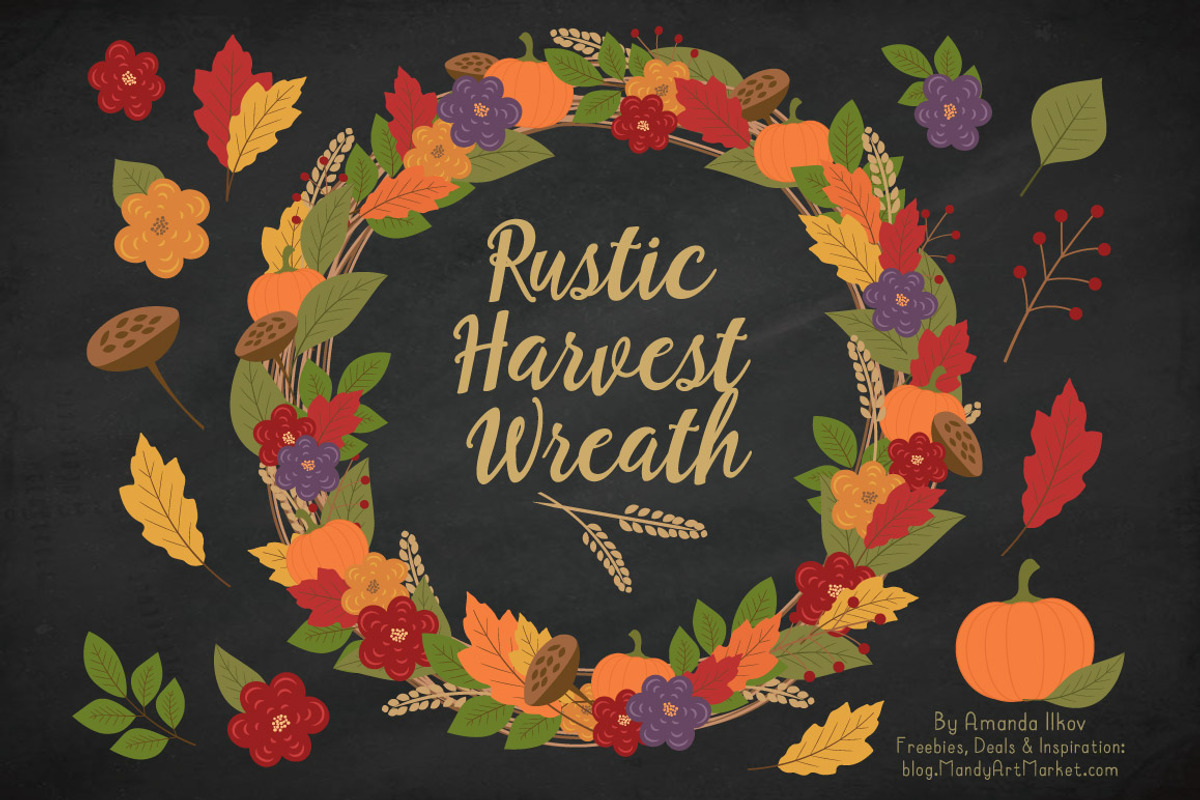 Autumn Harvest Wreath & Extras, an Illustration by Amanda Ilkov (Photo 1 of 4)