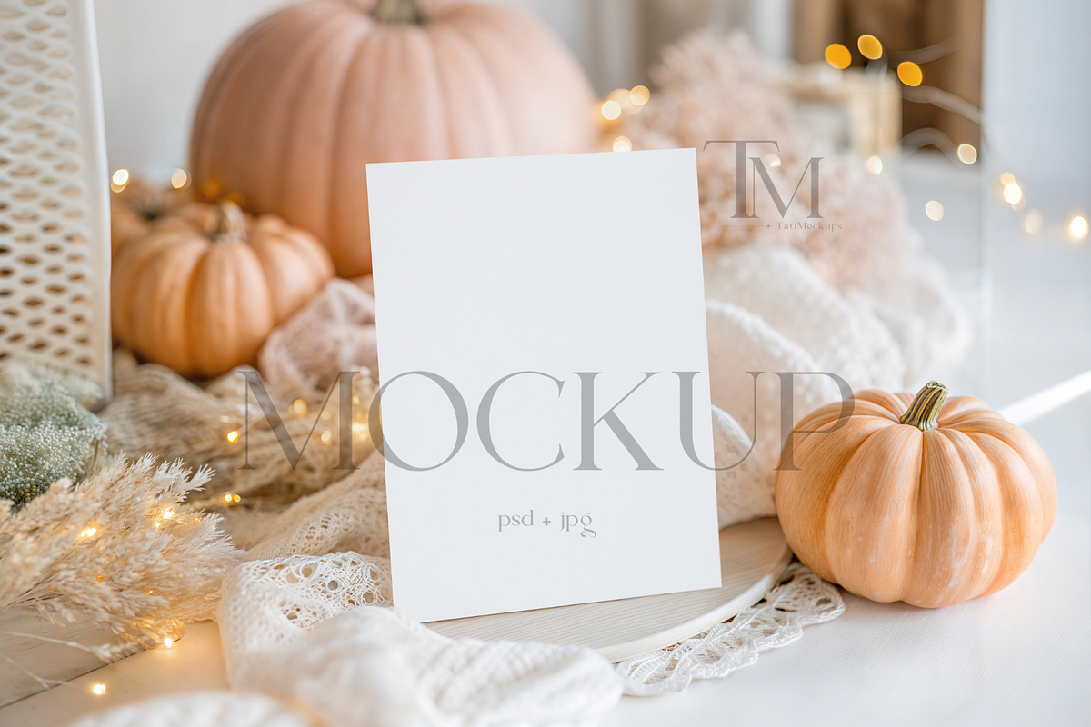 Autumn Wedding Invitation Mockup, an Advertising Mockup by TatiMockup (Photo 1 of 4)