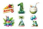 Tropical Lush Green Birthday Clipart, an Illustration by Daily.Designs (Thumbnail 5 of 5)
