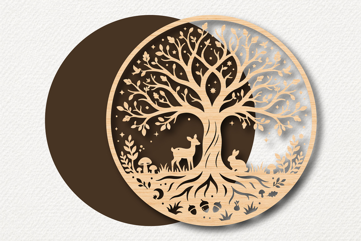 Tree, Deer and Rabbit Forest Circle, a Work Illustration by Digital Artistic99 (Photo 2 of 4)