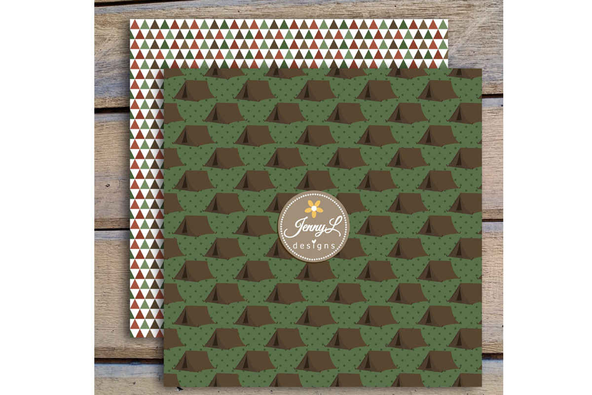 Camping Digital Papers & Clipart, a Pattern Graphic by JennyL Designs (Photo 4 of 5)