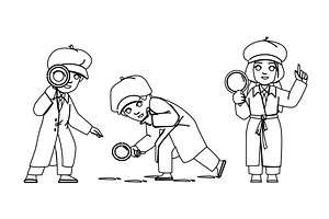 little kid detective vector, a Person Illustration by pikepicture