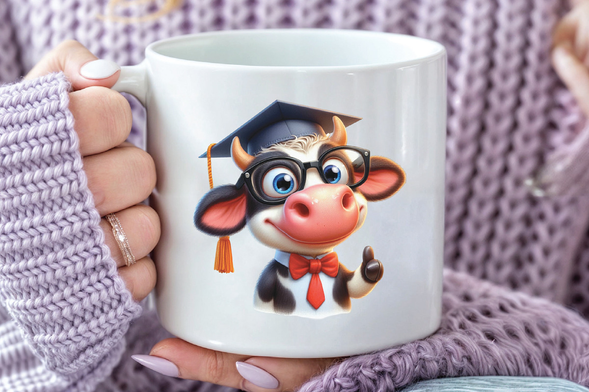 Watercolor Funny Graduation Cow PNG, an Illustration by CraftArtStudio (Photo 5 of 6)