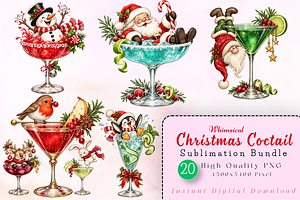 Whimsical Christmas Cocktail PNGs