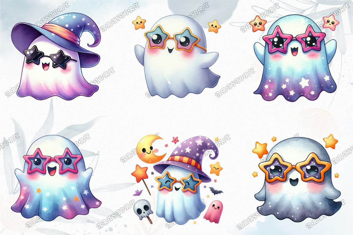 Halloween Cute Ghost Collection, an Illustration by designcity5 (Photo 3 of 5)