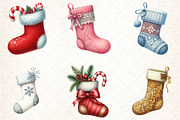 Christmas Stockings Clipart, an Illustration by DreamCafeArt (Thumbnail 2 of 6)
