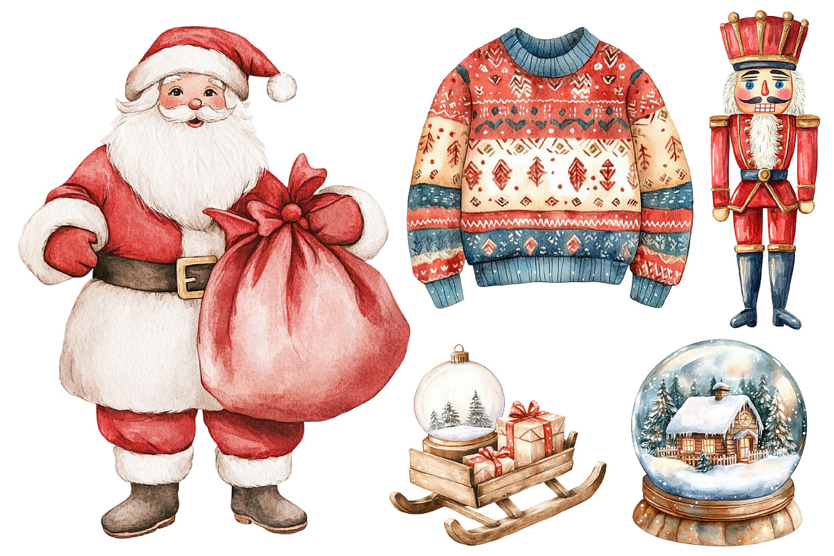 Christmas Floral Wreath & Santa Clau, an Illustration by CitraGraphics (Photo 5 of 5)