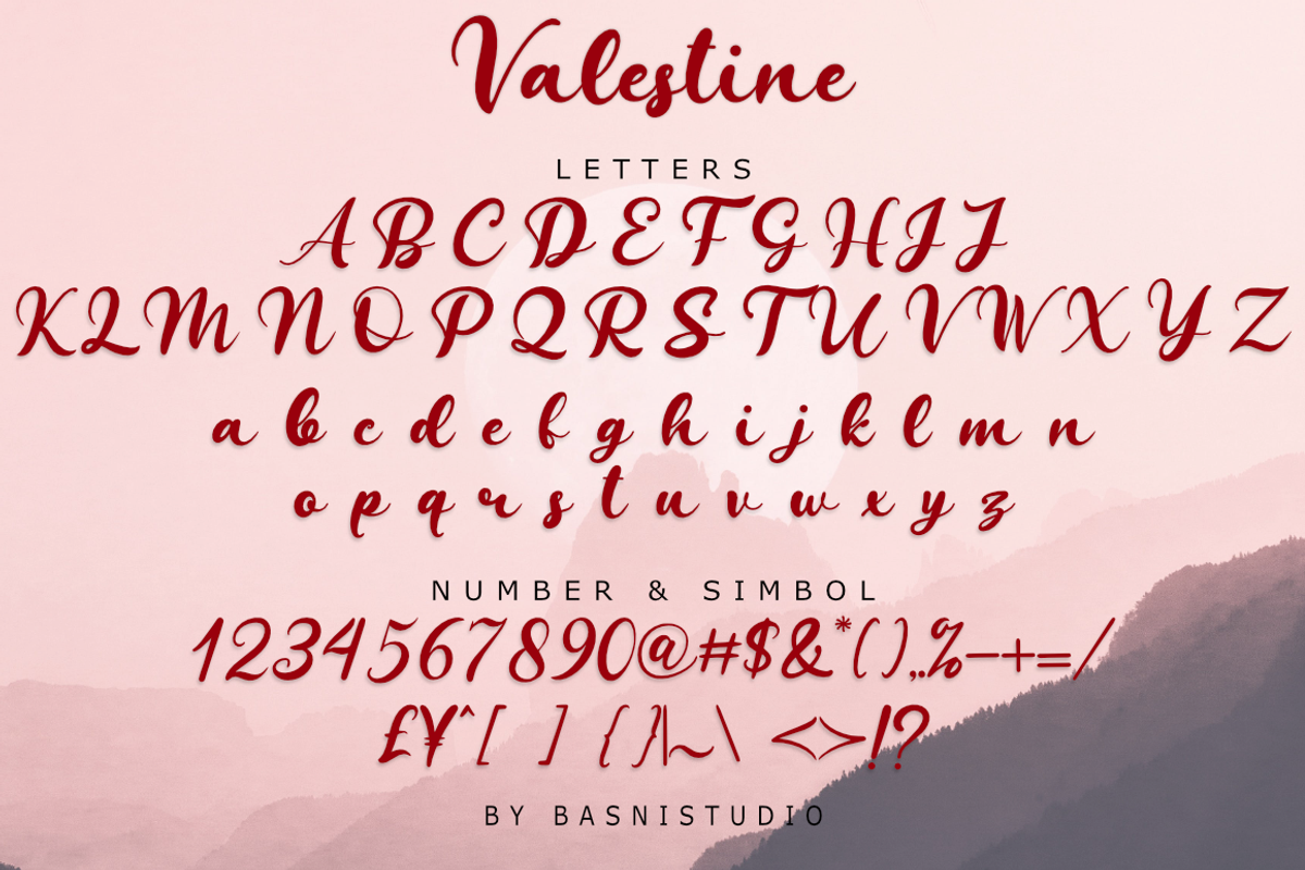 Valestine Romantic Handwritten, a Handwritten Font by Basnistudio (Photo 6 of 7)