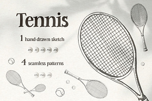 Tennis. Sketch And Patterns