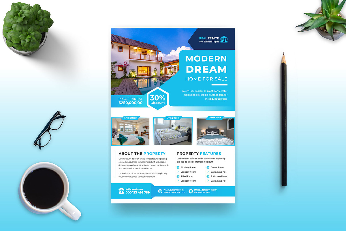 Real Estate Flyer Template Design, a Flyer Template by Mk_Studio (Photo 2 of 3)