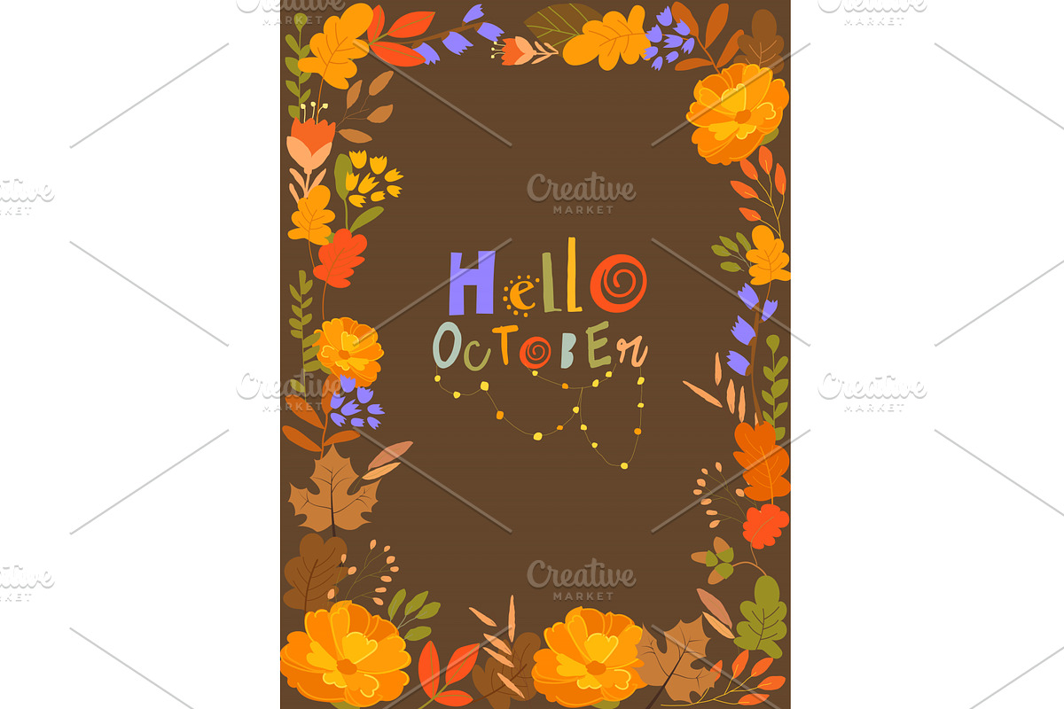 Autumn Leaves Border Frame With, an Object Illustration by Maria Starus