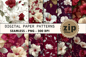 White Hibiscus Digital Paper