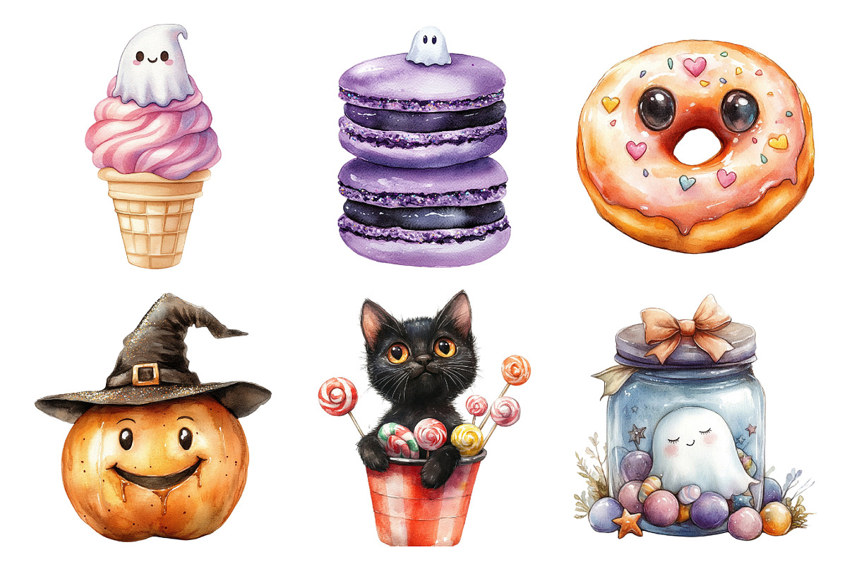 Watercolor Sweet Halloween Clipart, an Illustration by Daily.Designs (Photo 5 of 5)