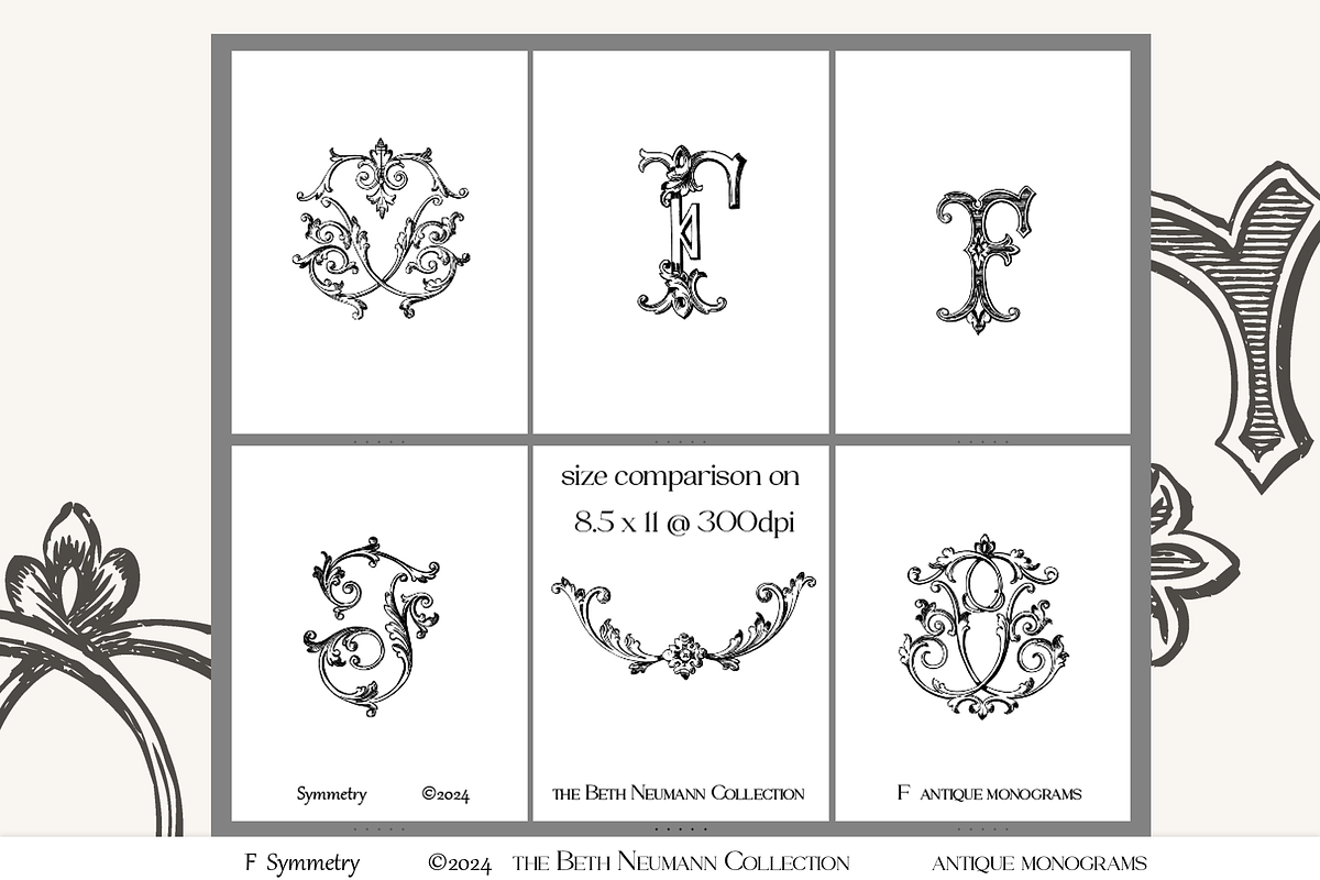 Antique Vintage Monogram Initial F, an Object Graphic by Antique Monograms (Photo 3 of 4)