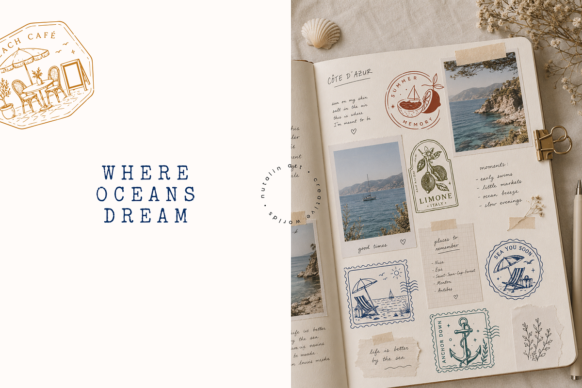 Tropical Vector Stamps & Frames, an Object Graphic by Nutalin Art (Photo 11 of 11)