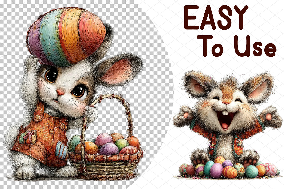 Whimsical Bunny Easter Clipart, an Illustration by cherrydesign (Photo 4 of 4)