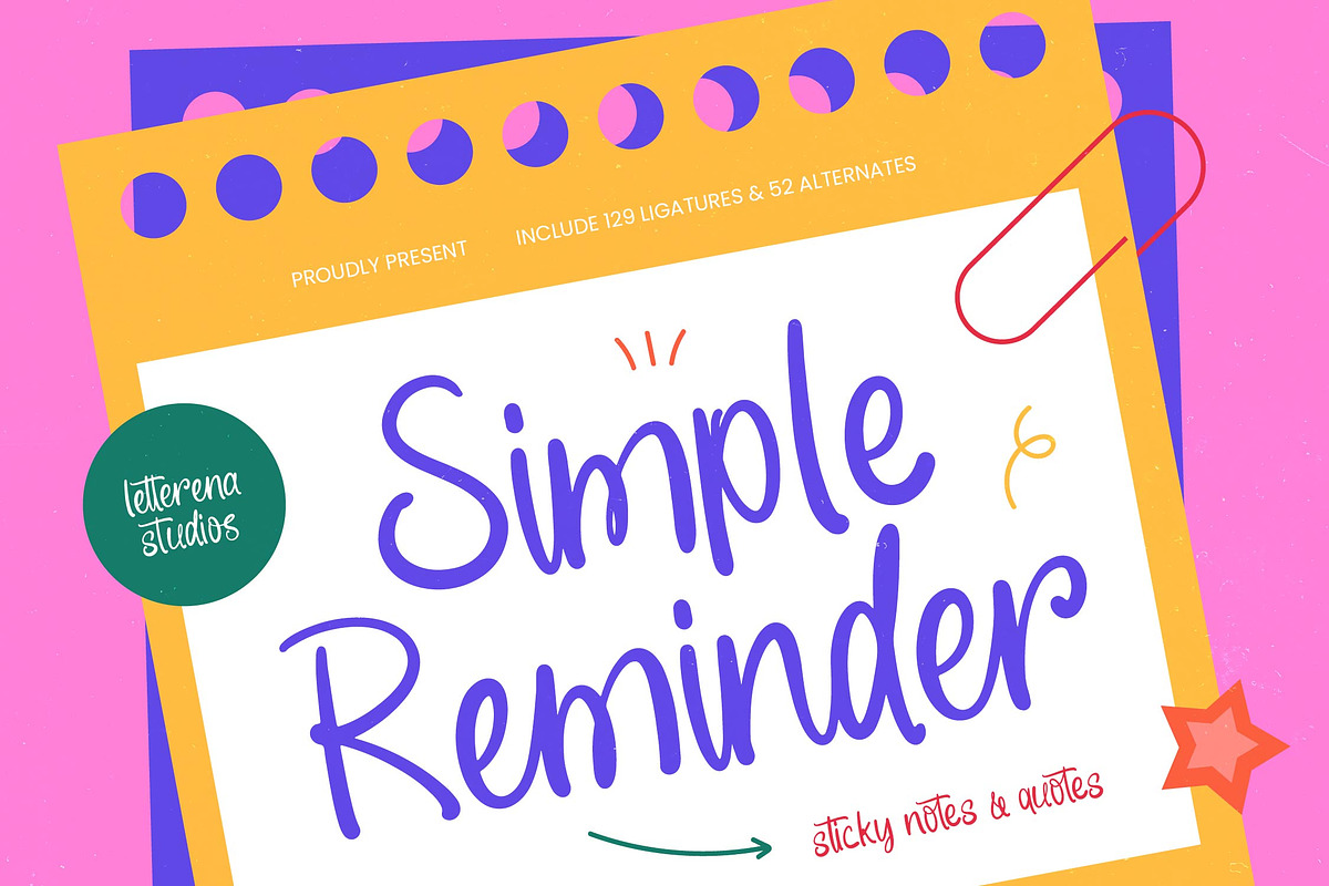 Simple Reminder Sticky Notes Quotes, a Script Font by Letterena Studios Script (Photo 1 of 10)