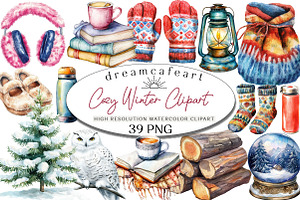 Cozy Winter Clipart, an Illustration by DreamCafeArt