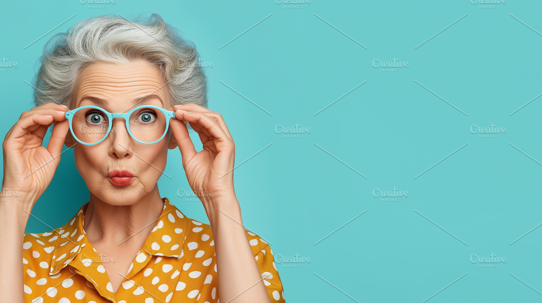 Stylish surprised senior woman with, a Person Photo by MistyDay