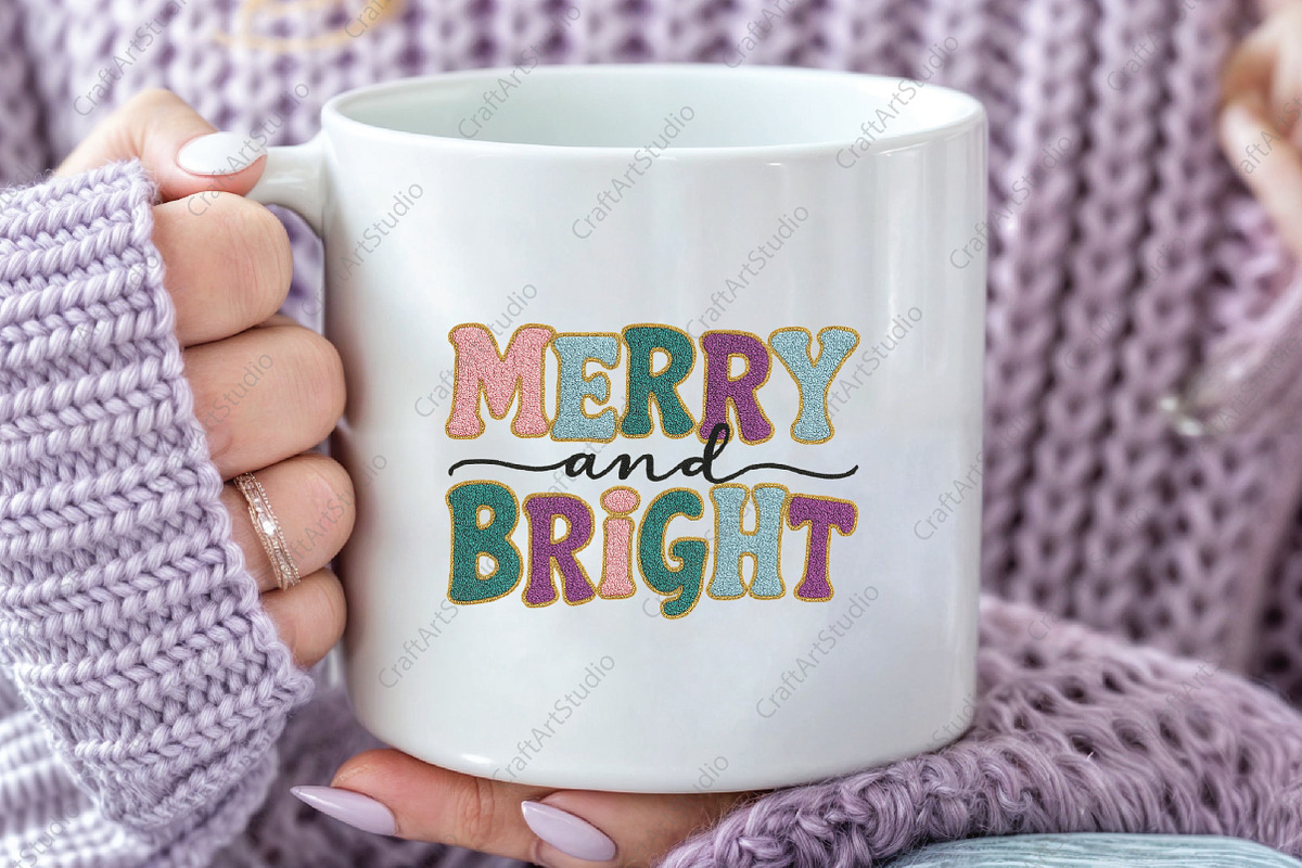Glitter Christmas PNG Merry and Brig, an Illustration by CraftArtStudio (Photo 3 of 4)