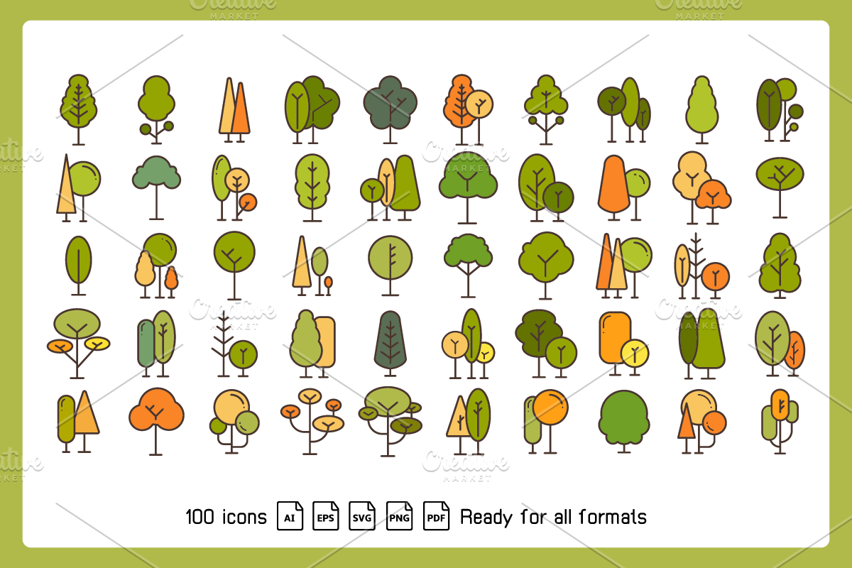 Tree and Woods Icons Illustration, a Decorative Illustration by Designfour (Photo 2 of 6)