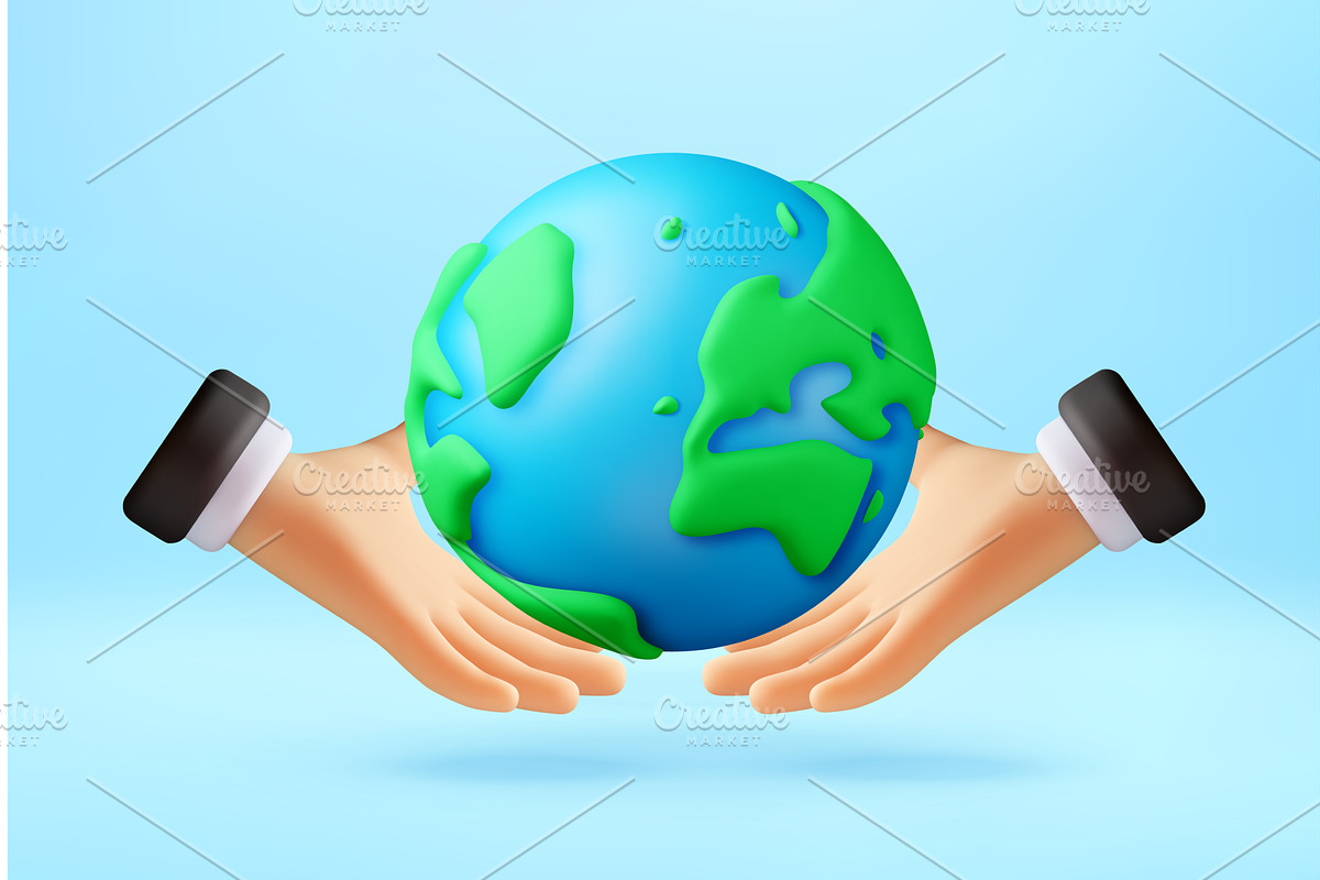 3d illustration of hands holding, an Illustration by Abscent