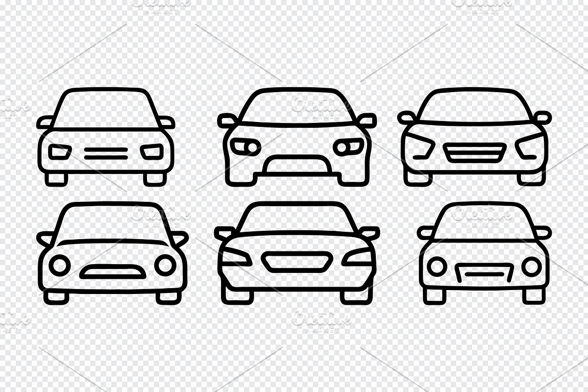 Collection of six simple car icons, an Icon by Toufiqul