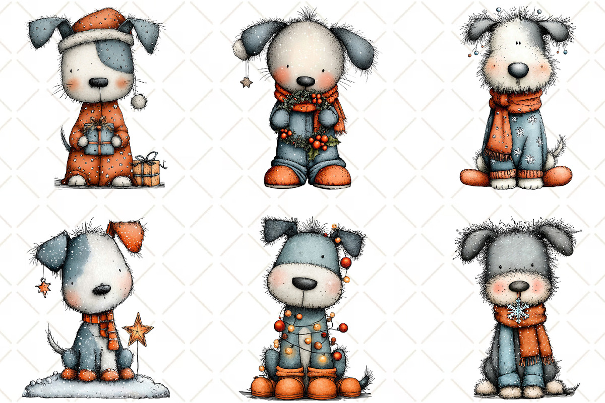 Whimsical Christmas Dogs Clipart, an Animal Illustration by Black Bird Studio (Photo 3 of 6)
