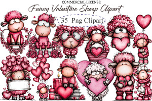 Funny Valentine Sheep Clipart, an Illustration by designcity5