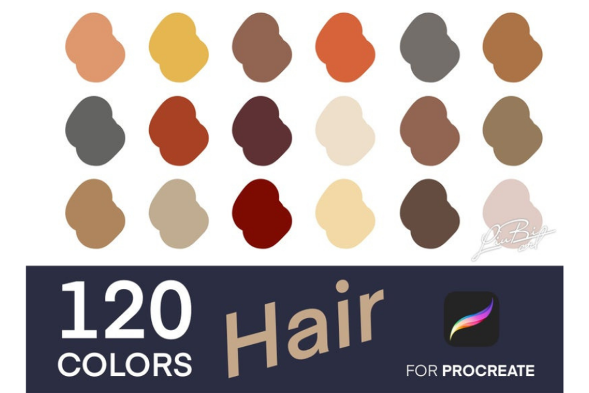 120 Procreate Hair Color Palette, a Palette Add-On by LiuBi Art (Photo 2 of 2)