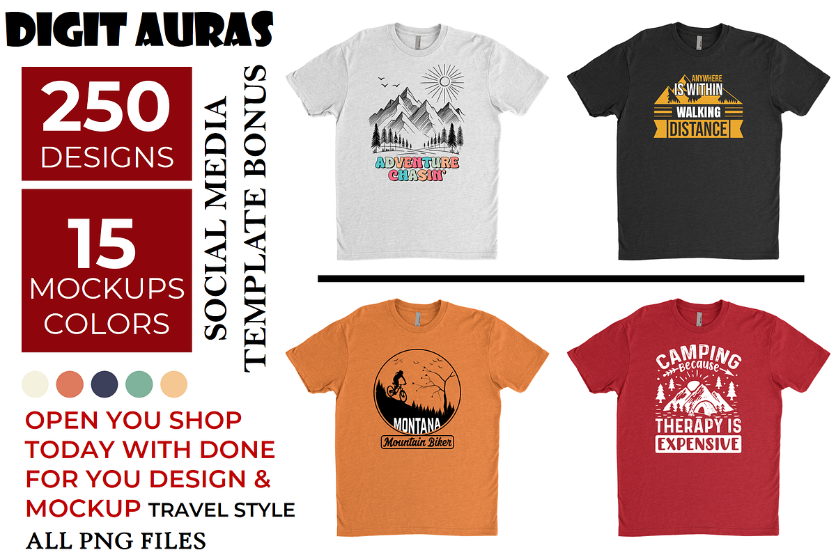 Travels Tshirt Design & Mockup DFY, a Graphic by DigitAuras (Photo 1 of 3)