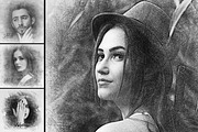Pencil sketch photo effect, a Layer Style Add-On by Pixel Gallery (Thumbnail 1 of 6)
