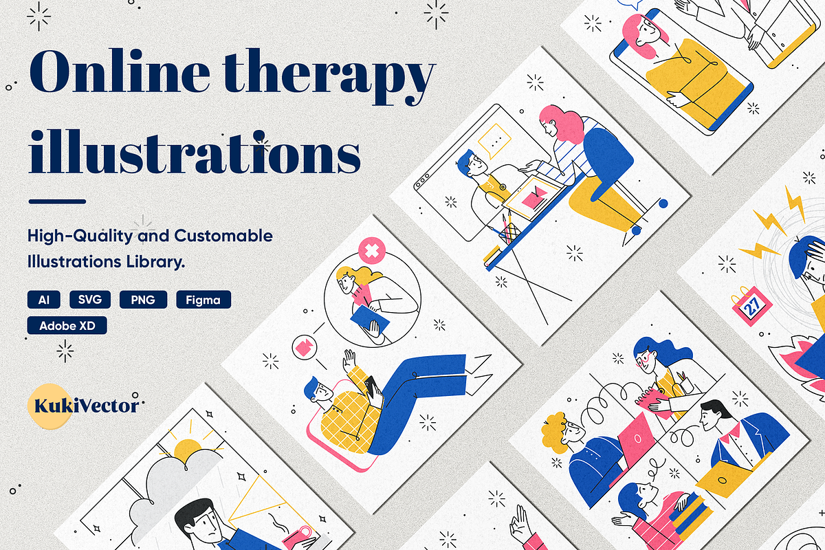Online therapy illustrations, a Healthcare Illustration by ZP Design (Photo 1 of 8)
