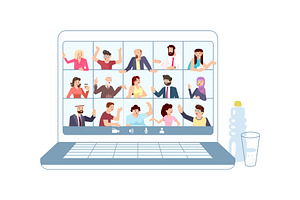 Laptop with online meeting