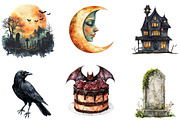 Vintage Creepy Halloween Clipart, an Illustration by Designking (Thumbnail 3 of 5)
